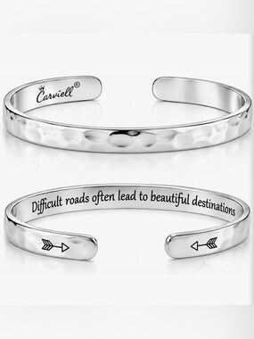 NWT Carviell Engraved Cuff Bracelet Stainless Steel Silver